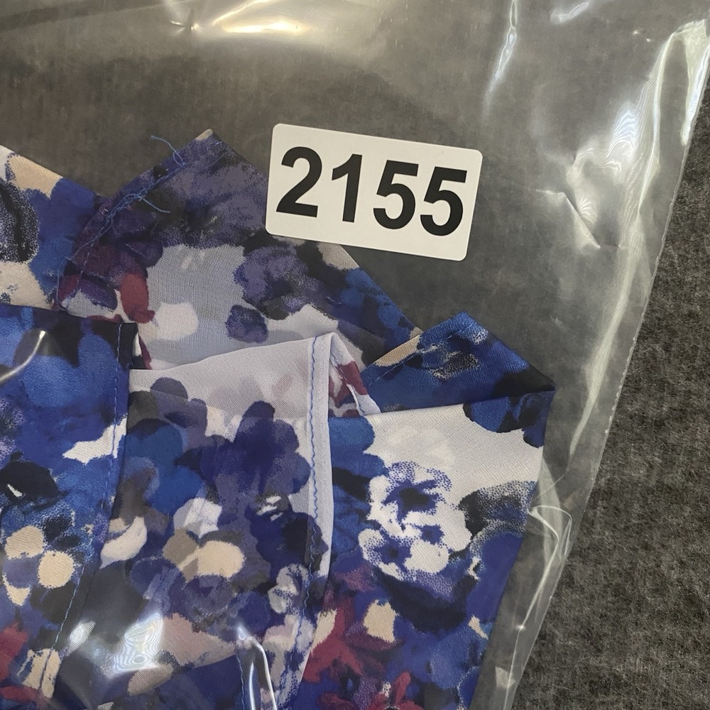 White House Black Market Top Women L Blue Floral Tiered Ruffle Sleeveless Blouse - Picture 10 of 10